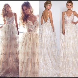 Lurelly white/gold Doree modern wedding dress sz4